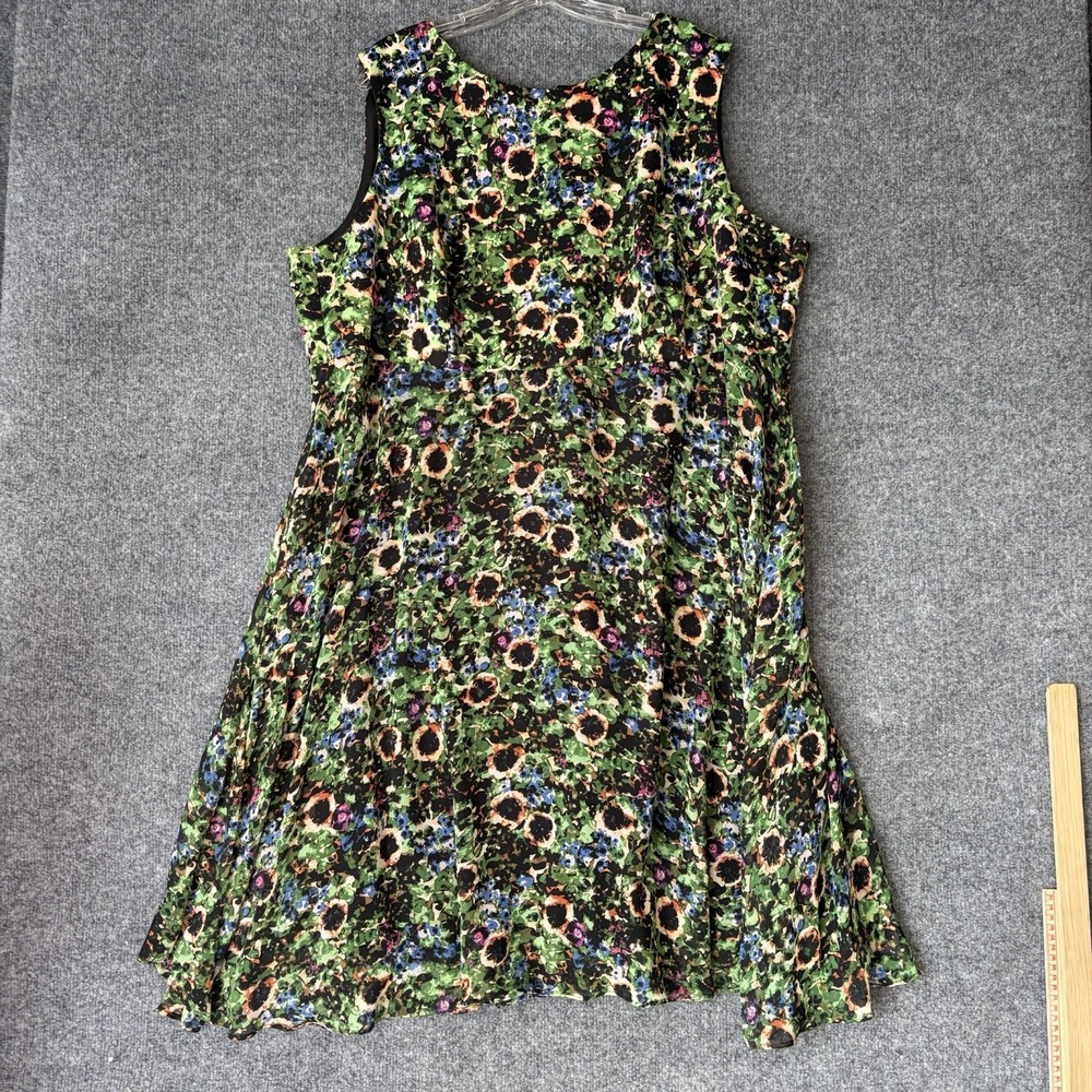 Taylor Floral Dress Women 24W Green Midi Sleeveless Party Cocktail Lined Zip